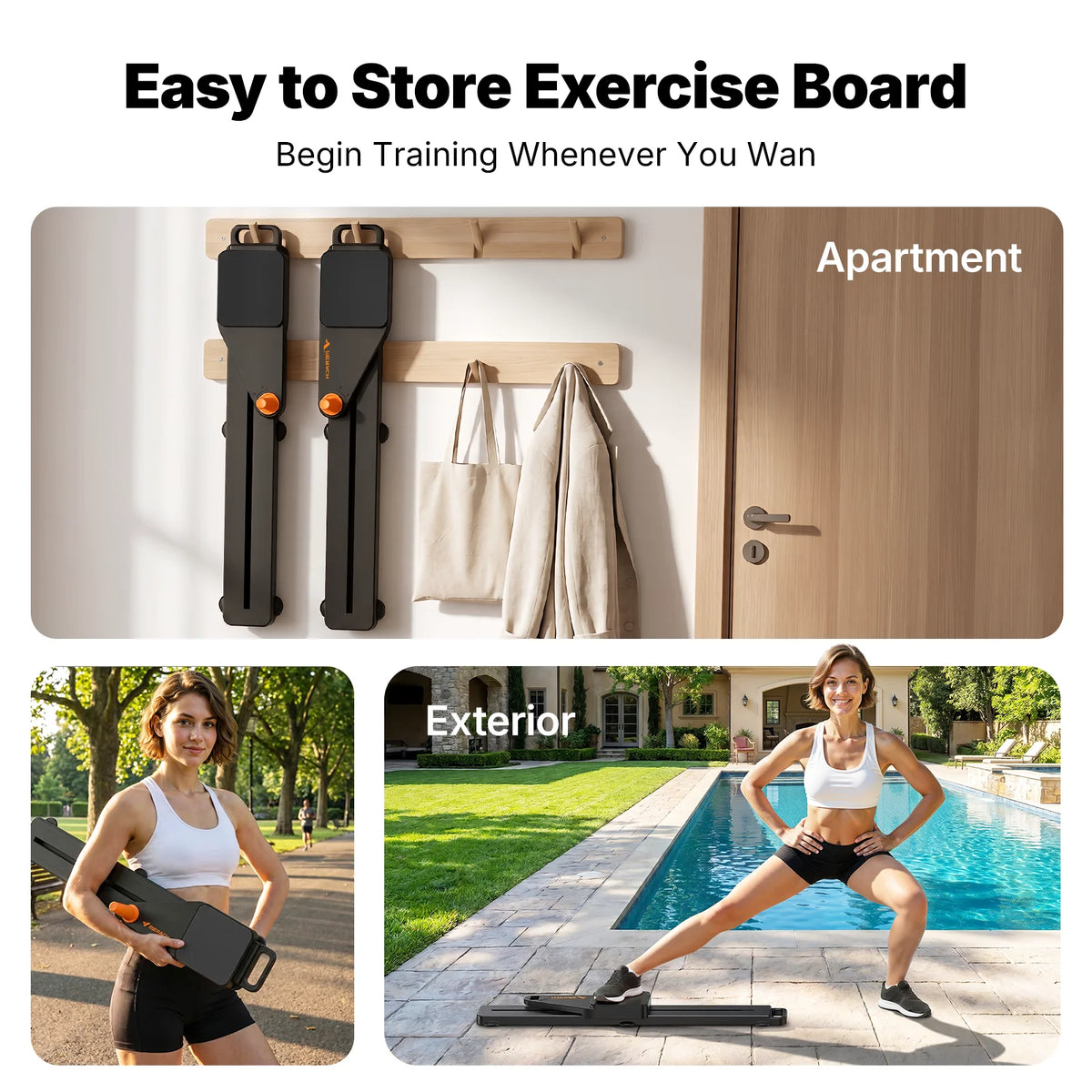 MERACH Foldable Pilates Reformer Board for Full Body Home Workouts