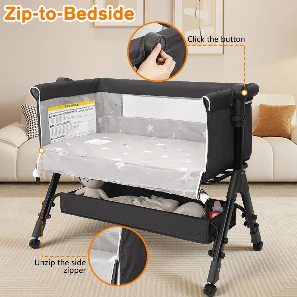 3 In 1 Baby Bassinet Bedside Sleeper Portable Folding Cradle