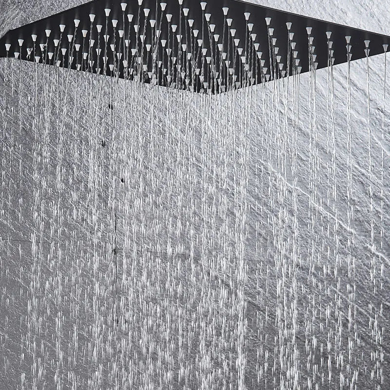 16 Inch Black Square Shower Head Rainfall Shower Accessories Stainless Steel Top Bathroom Ultrathin Shower Head Ceiling Install