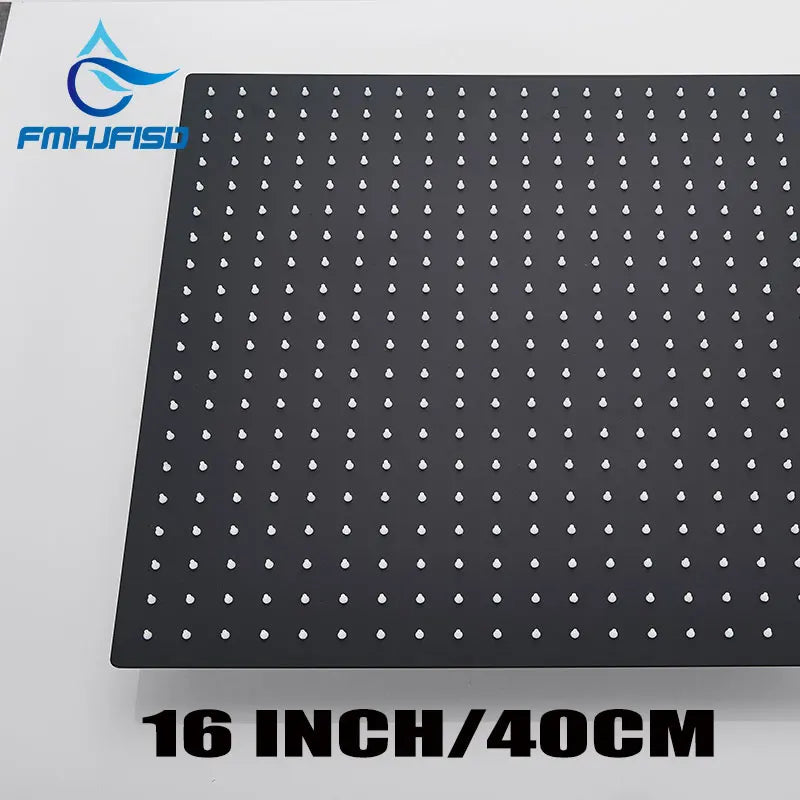 16 Inch Black Square Shower Head Rainfall Shower Accessories Stainless Steel Top Bathroom Ultrathin Shower Head Ceiling Install