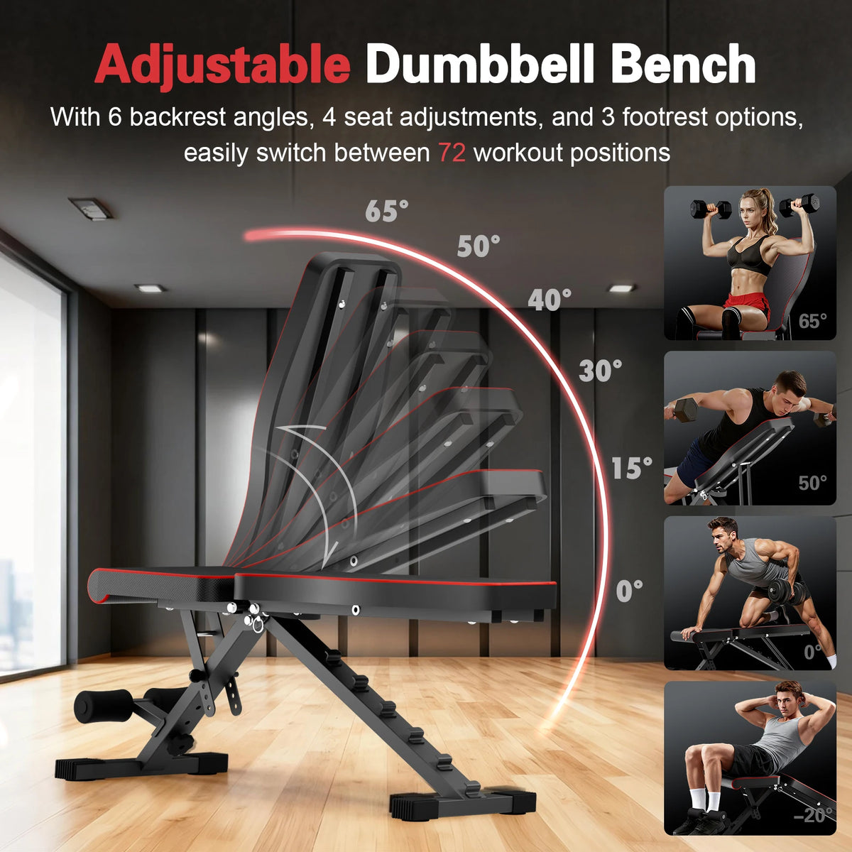 Multifunctional Adjustable Foldable Weight Bench For Home Gym Strength Training