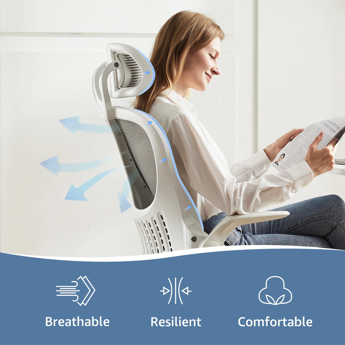 JHK Mesh Ergonomic Office Chair With Headrest And Lumbar Support