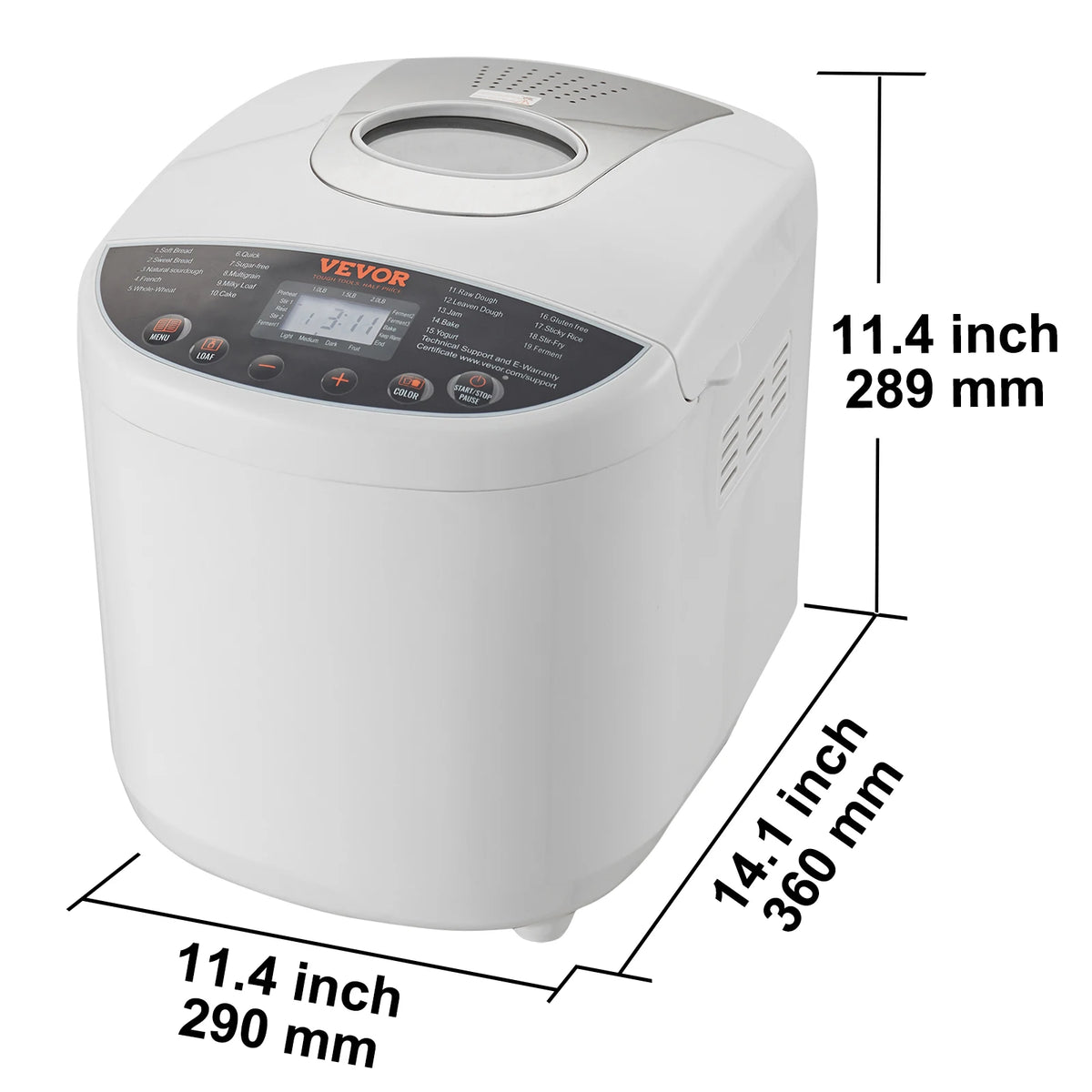 SucceBuy 15-in-1 Automatic Bread Maker With Ceramic Nonstick Pan