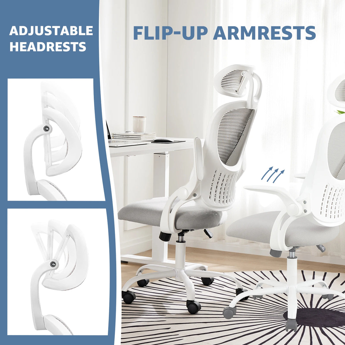 JHK Mesh Ergonomic Office Chair With Headrest And Lumbar Support
