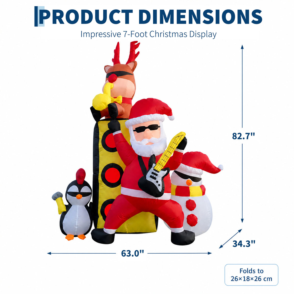 7ft Christmas Inflatable Santa Band Outdoor Yard Lawn Decor with LED Lights Blow Up Holiday Party Winter Festival Garden Home Display Festive Celebration Ornament