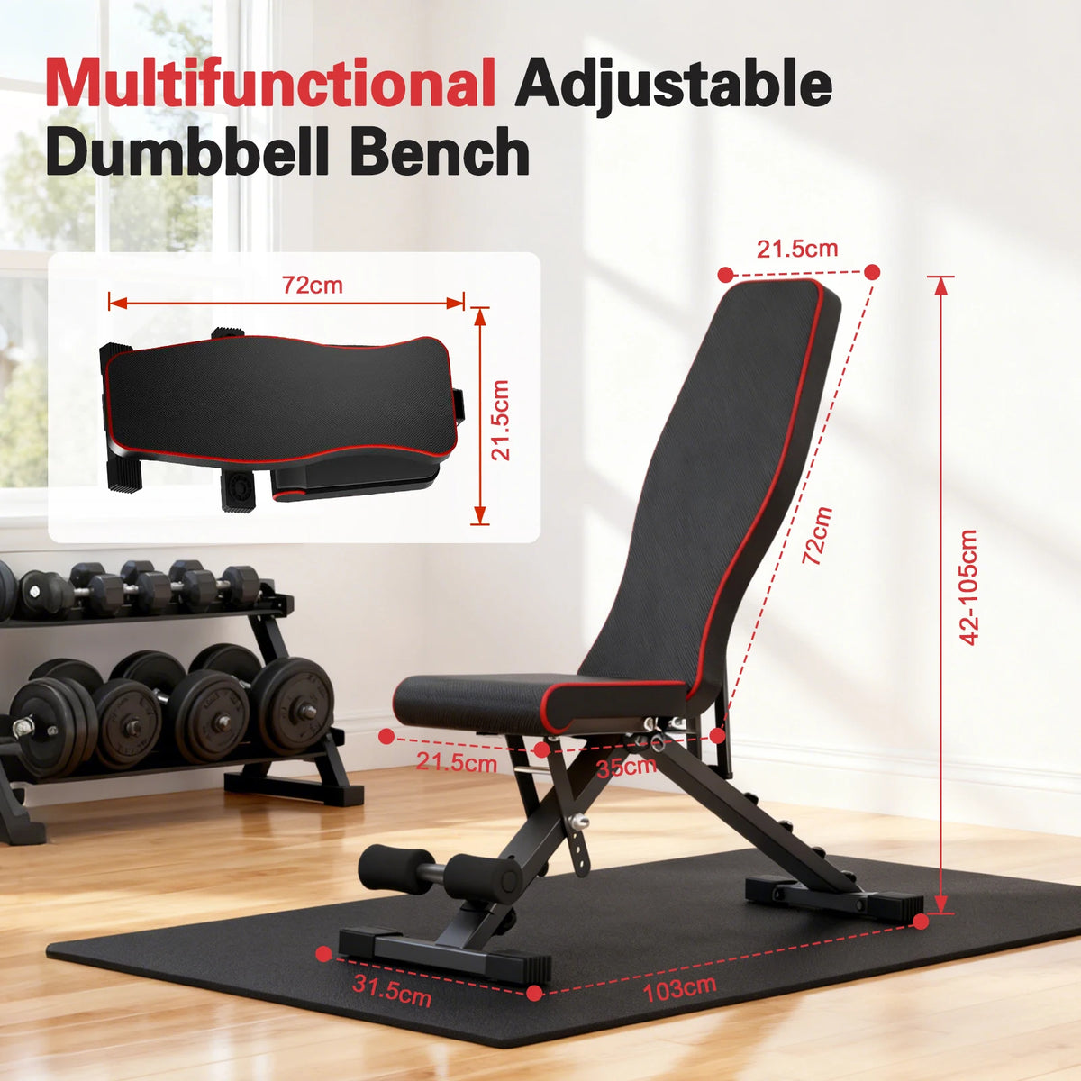 Multifunctional Adjustable Foldable Weight Bench For Home Gym Strength Training