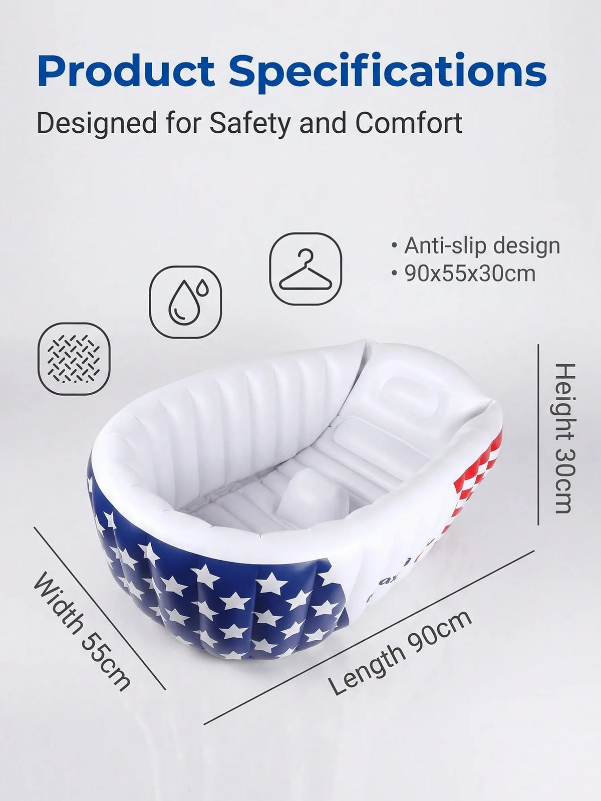 Inflatable Baby Bathtub With Air Pump And Non Slip Cushion
