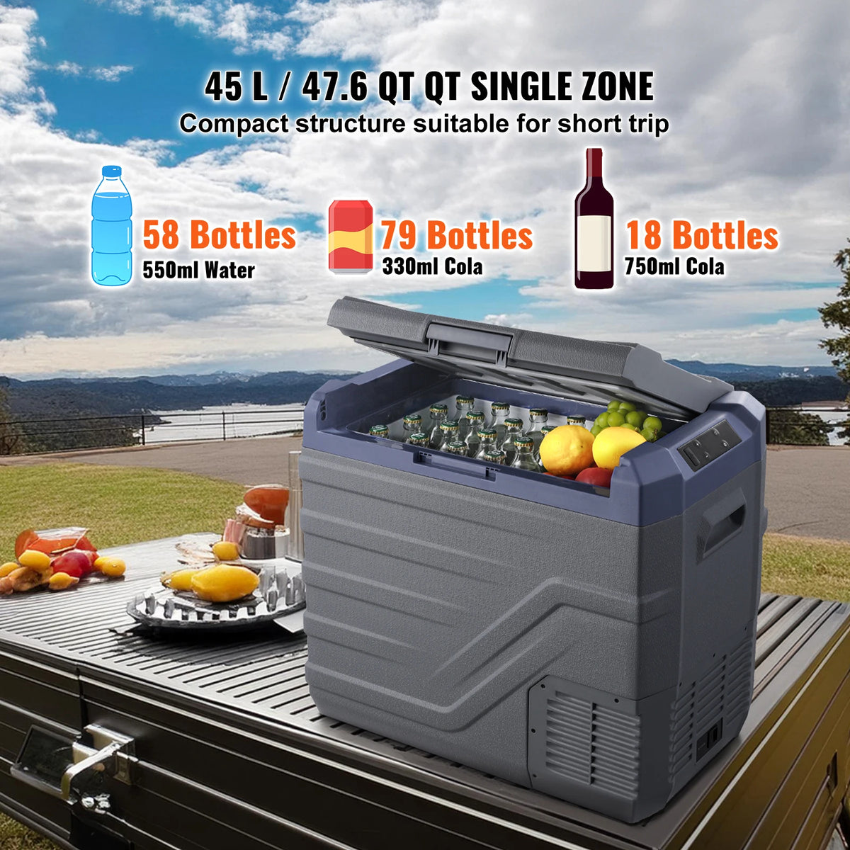 SucceBuy Portable Car Refrigerator Dual Zone Compressor Freezer Cooler for Travel
