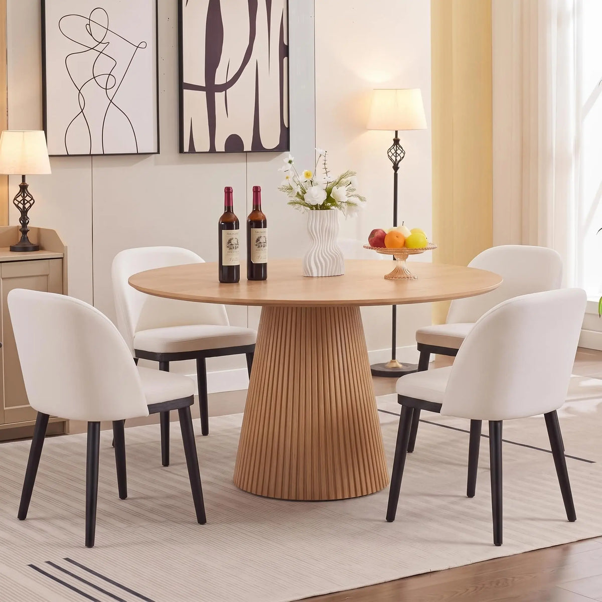 Upholstered Wooden Dining Chairs With Padded Seats And Reinforced Frame