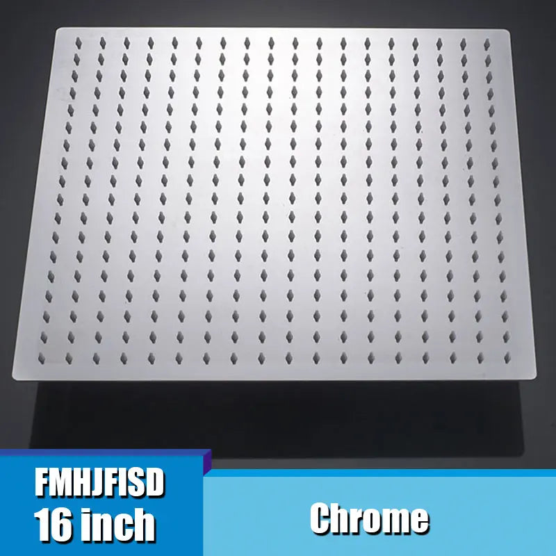 16 Inch Black Square Shower Head Rainfall Shower Accessories Stainless Steel Top Bathroom Ultrathin Shower Head Ceiling Install