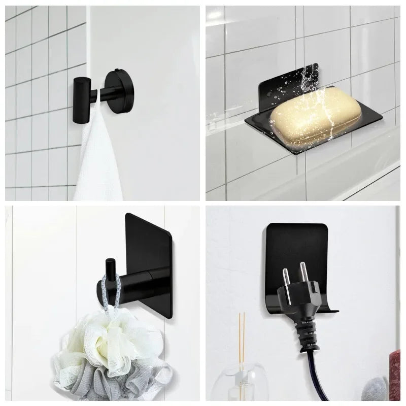 7Pcs/Set Bathroom Hardware Set Bathroom Towel Rack Including 16" Hand Towel Bars Toilet Paper Holders, Towel Rings, Robe Towel Hooks