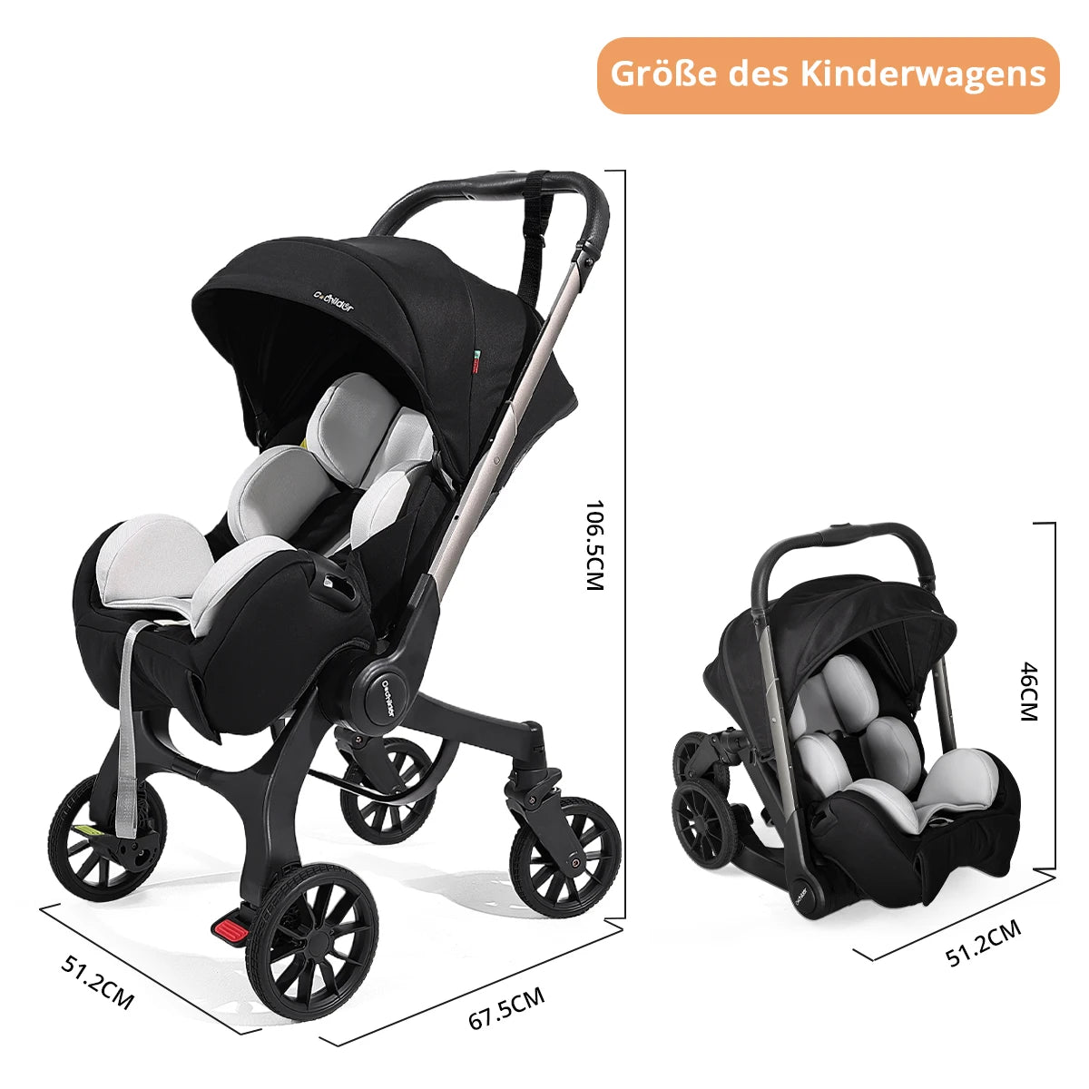 Cochildor Foldable Four Wheel Stroller With Comfortable Fabric Seat