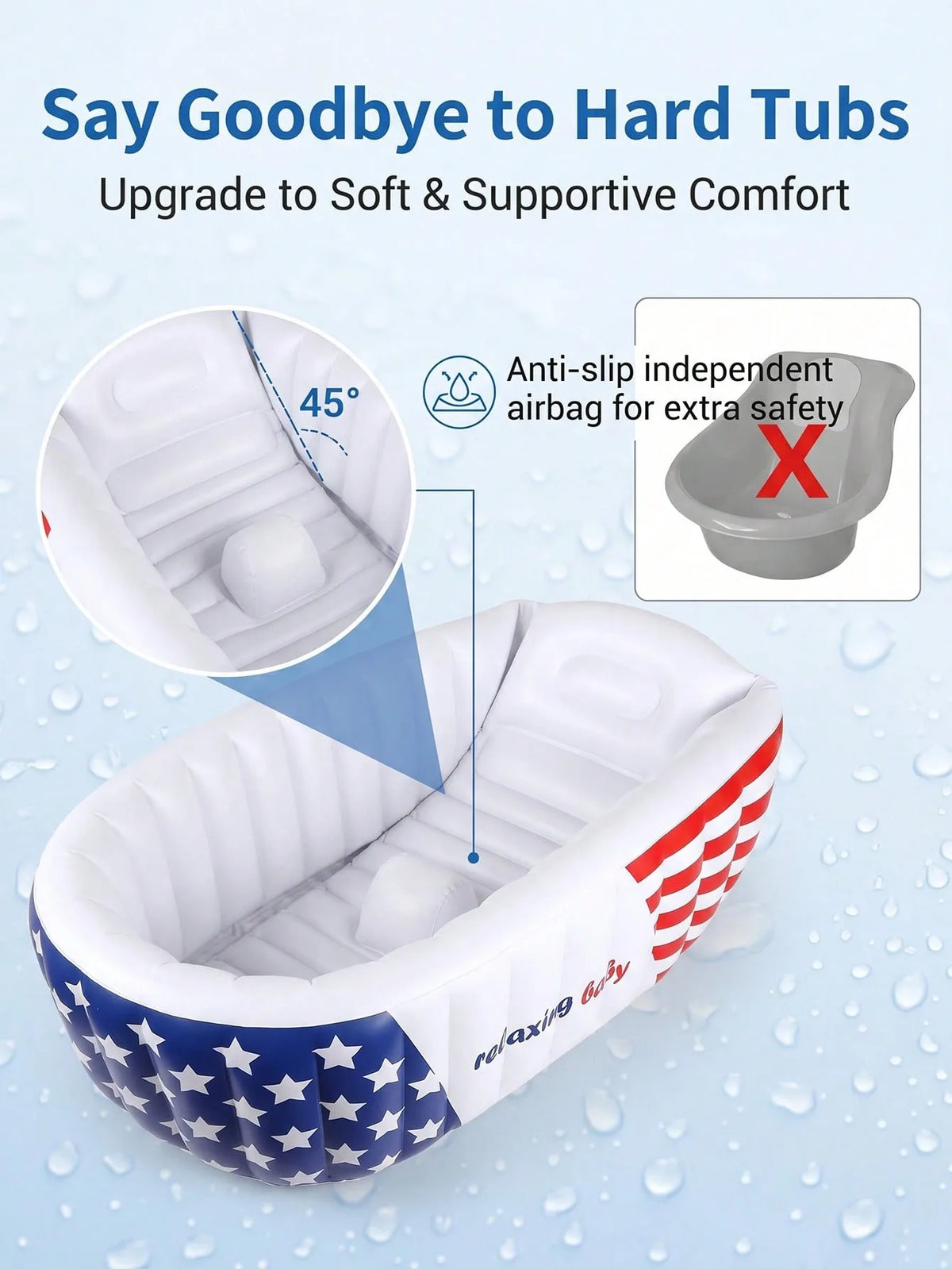 Inflatable Baby Bathtub With Air Pump And Non Slip Cushion