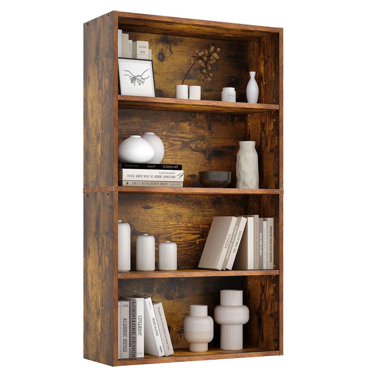 JHK Wooden Open Bookcase Shelf for Home Office Storage