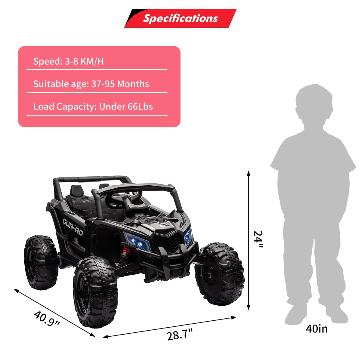 HiMISS Kids Ride On UTV With Remote And Dual Motors