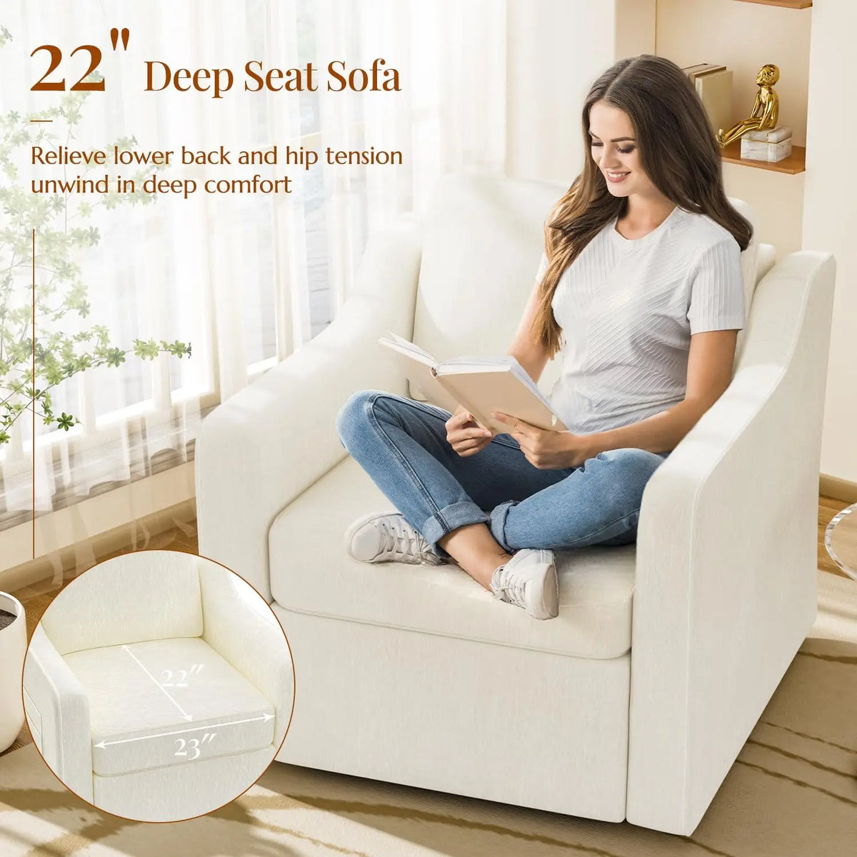 Swivel Upholstered Accent Armchair for Comfortable Living Room Seating