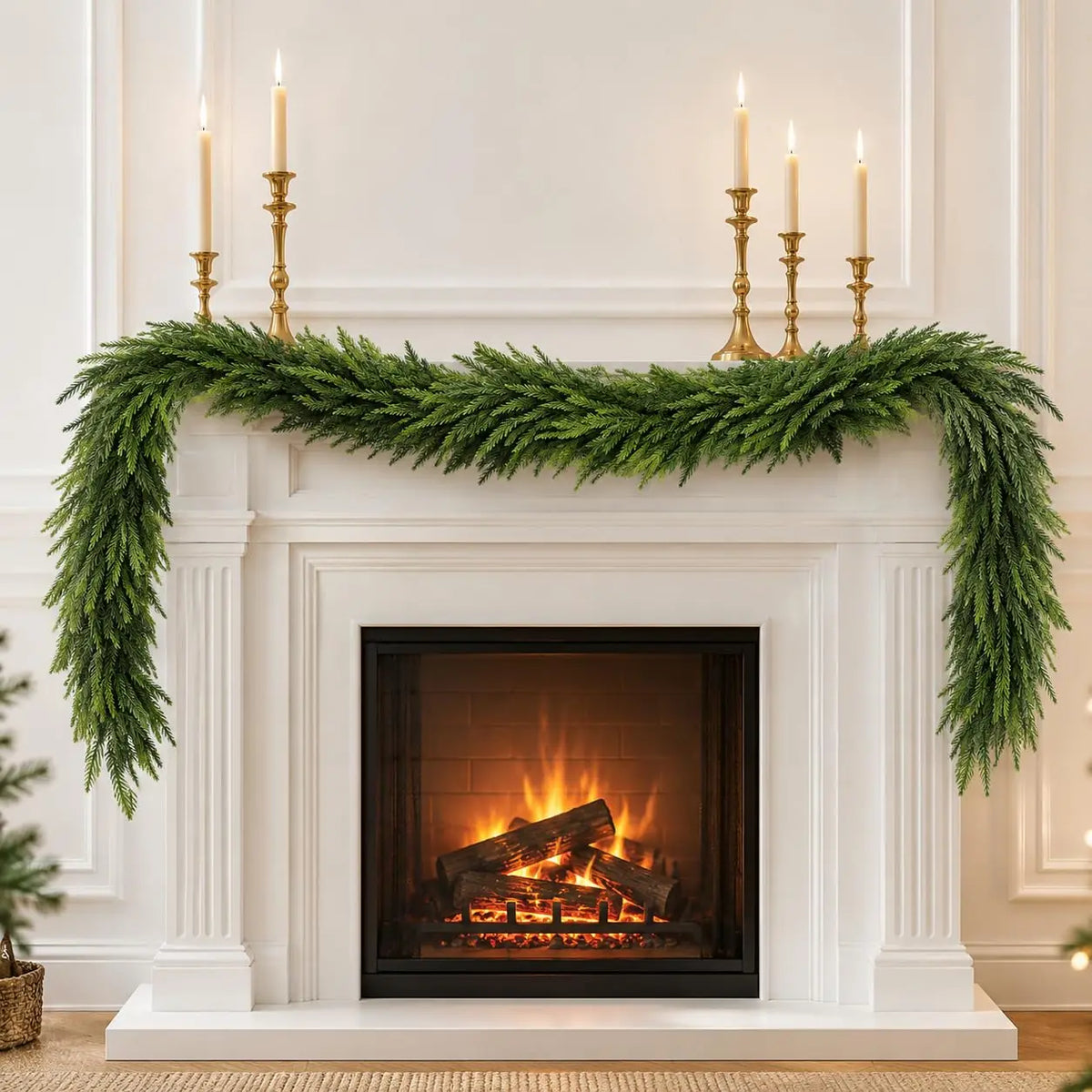 6ft 9ft Artificial Cedar Christmas Garland, Realistic Bendable Greenery For Mantel Stair Railing Doorway Wall Holiday Decor Home