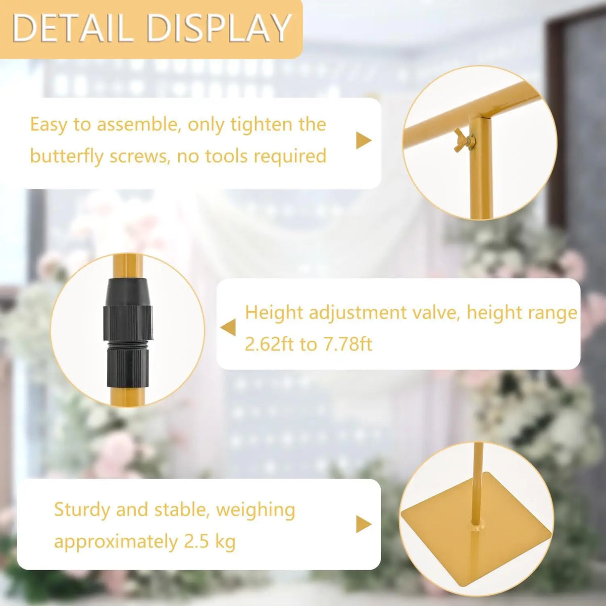 4Pcs 8FT Adjustable Backdrop Stand Wedding Draping Frame For Sheer Fabric Signs Party Birthday Banquet Decor Fabric Not Included
