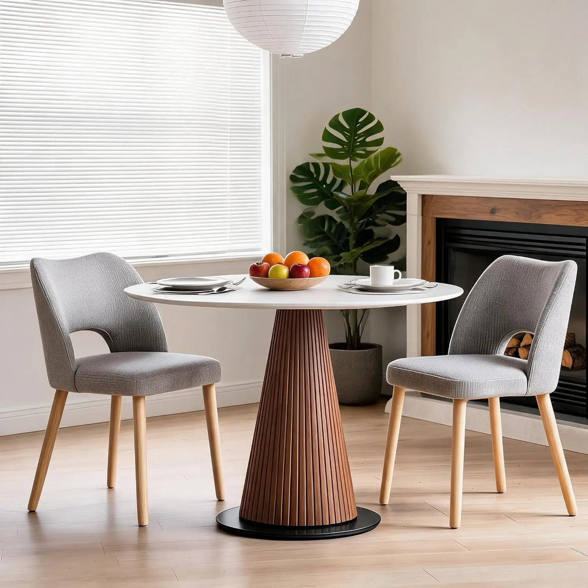 HiMISS Upholstered Dining Chairs With Butterfly Back And Wood Legs