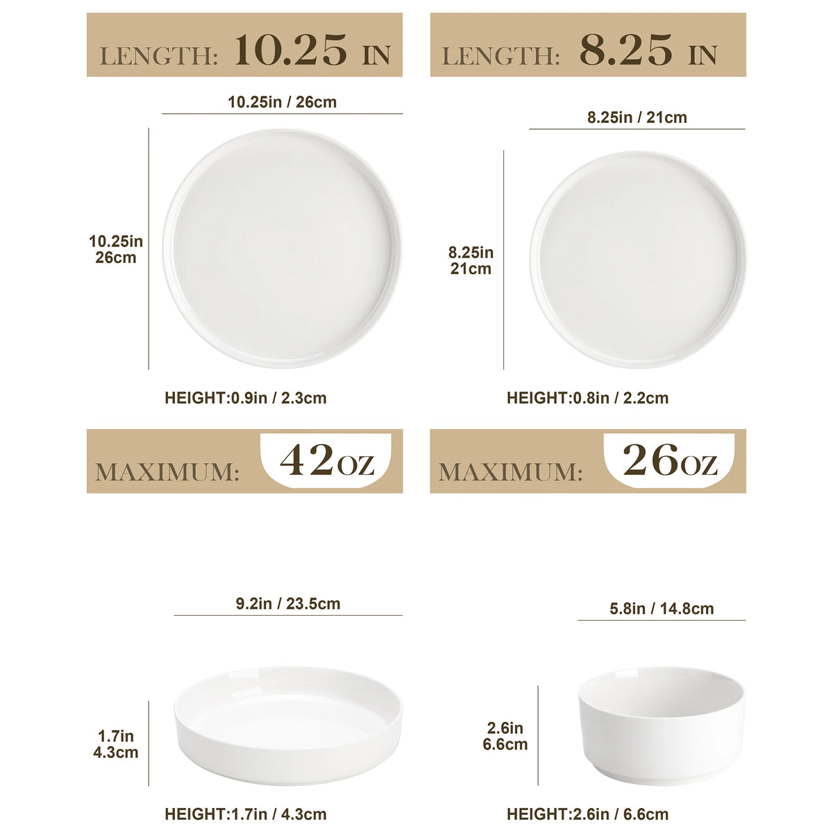 MALACASA Ceramic Dinnerware Set with Plates Bowls and Soup Dishes