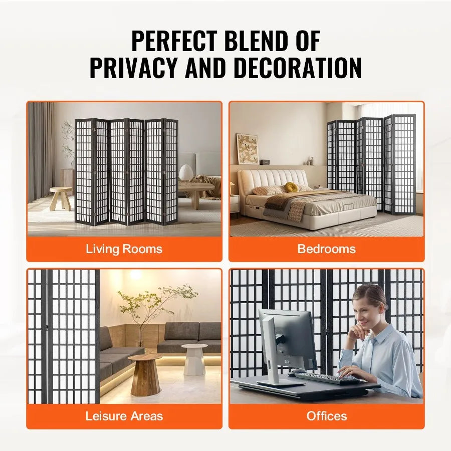 Japanese Folding Room Divider Privacy Screen for Indoor Spaces