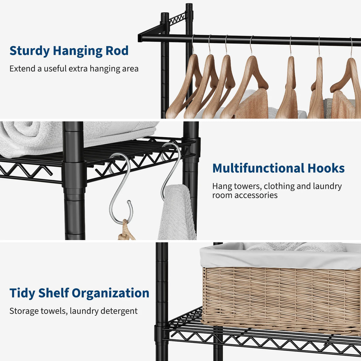 Bathroom Toilet Storage Rack, Over Washer and Dryer Storage Shelf, Balcony Washing Machine Shelf, Multi-Layer Metal Storage Rack