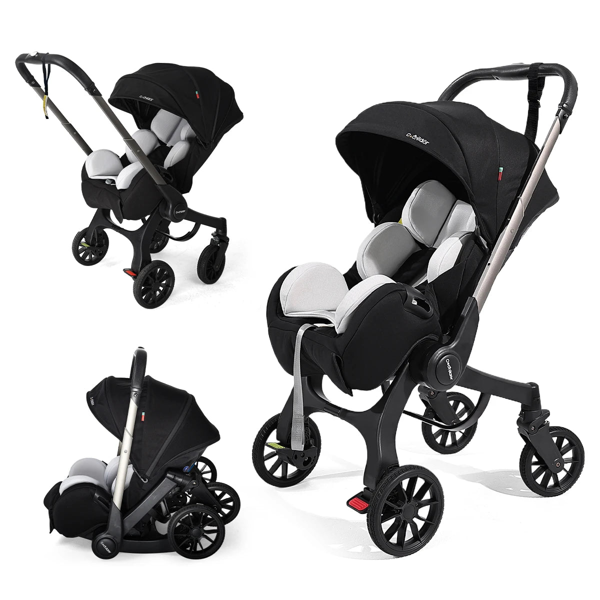 Cochildor Foldable Four Wheel Stroller With Comfortable Fabric Seat