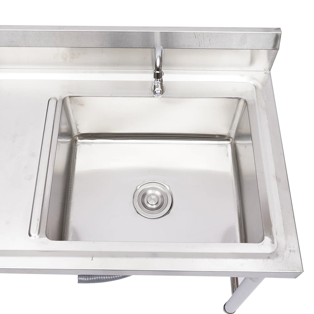 Stainless Steel Commercial Prep Sink With Faucet And Drainboard