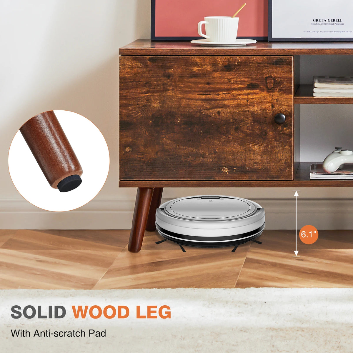 MCQ Modern Wooden TV Stand With Adjustable Shelf And Storage