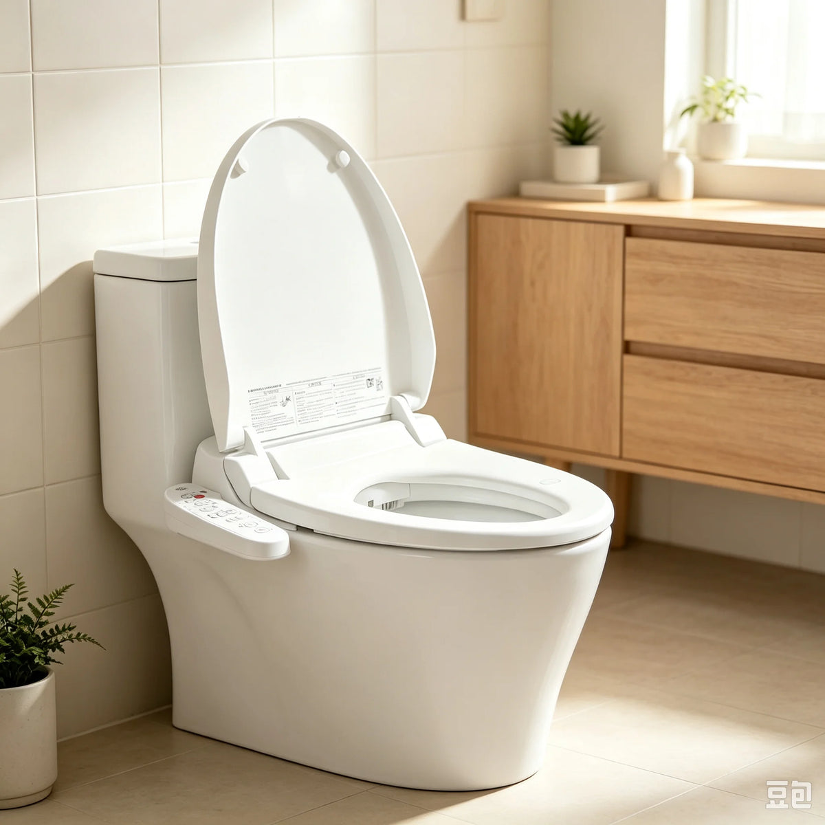 1300W Intelligent Toilet Bidet Seat, Electric Toilet Cover Seat Flushing Toilet Seats Adjustable Water & Seat Temperature 1/2" for Homes, Bedrooms, Hotels