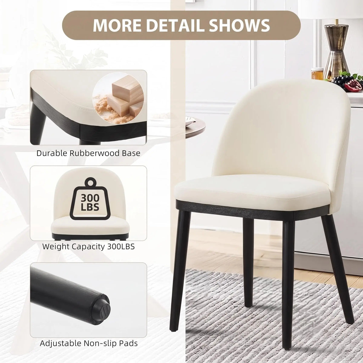 Upholstered Wooden Dining Chairs With Padded Seats And Reinforced Frame