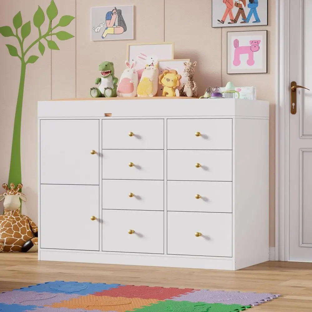 Baby Classic Nursery Dresser And Changing Table With Eight Drawers
