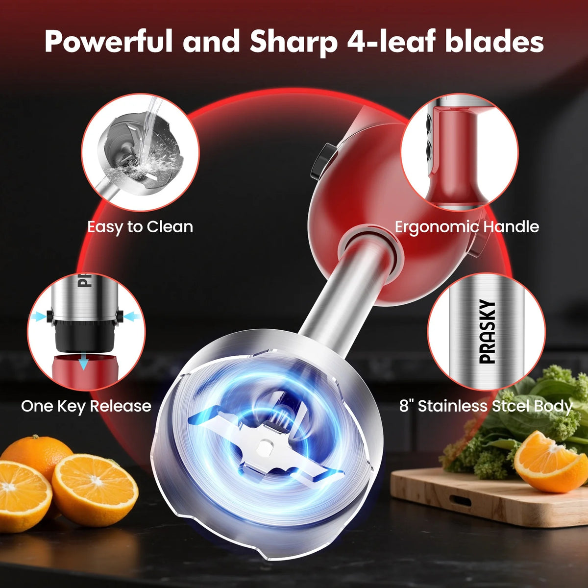 Prasky 5 In 1 Immersion Blender With Chopper And Whisk
