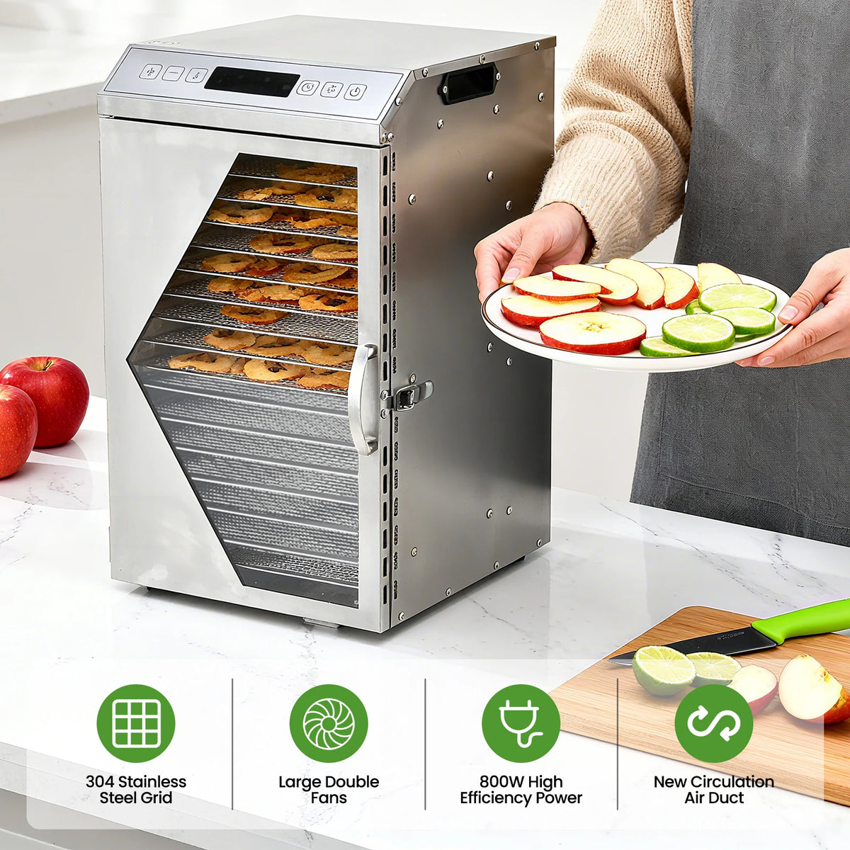 Commercial Stainless Steel Electric Food Dehydrator With Touch Panel