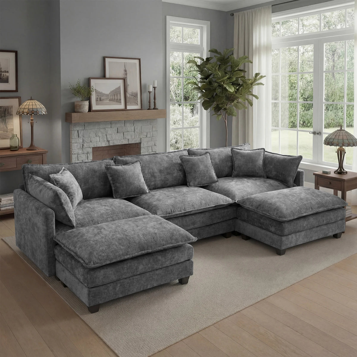 Redlife Modular Sectional Sofa With Ottoman And Deep Seat Comfort