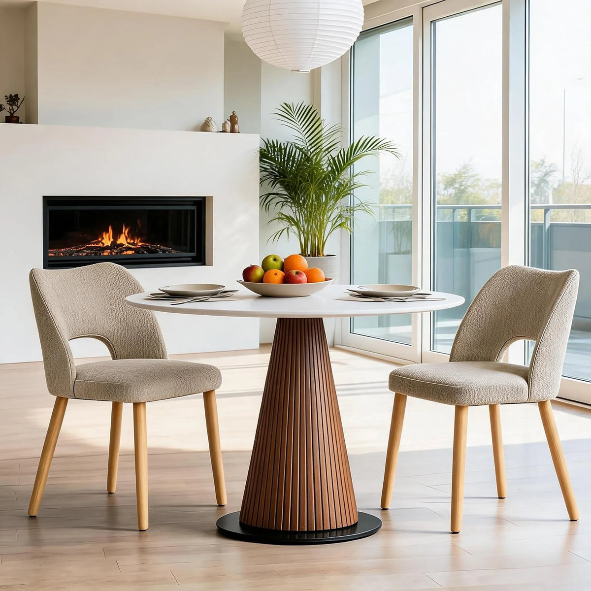HiMISS Upholstered Dining Chairs With Butterfly Back And Wood Legs