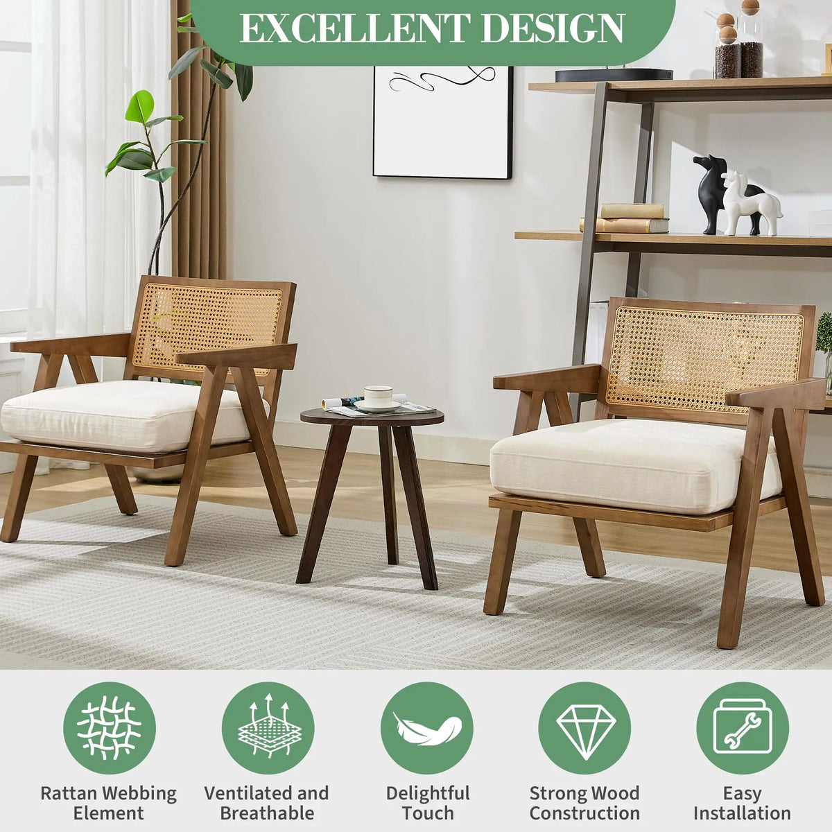 HiMISS Mid Century Modern Upholstered Wood Frame Lounge Accent Chair