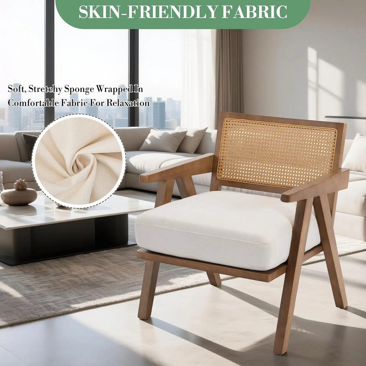 HiMISS Mid Century Modern Upholstered Wood Frame Lounge Accent Chair
