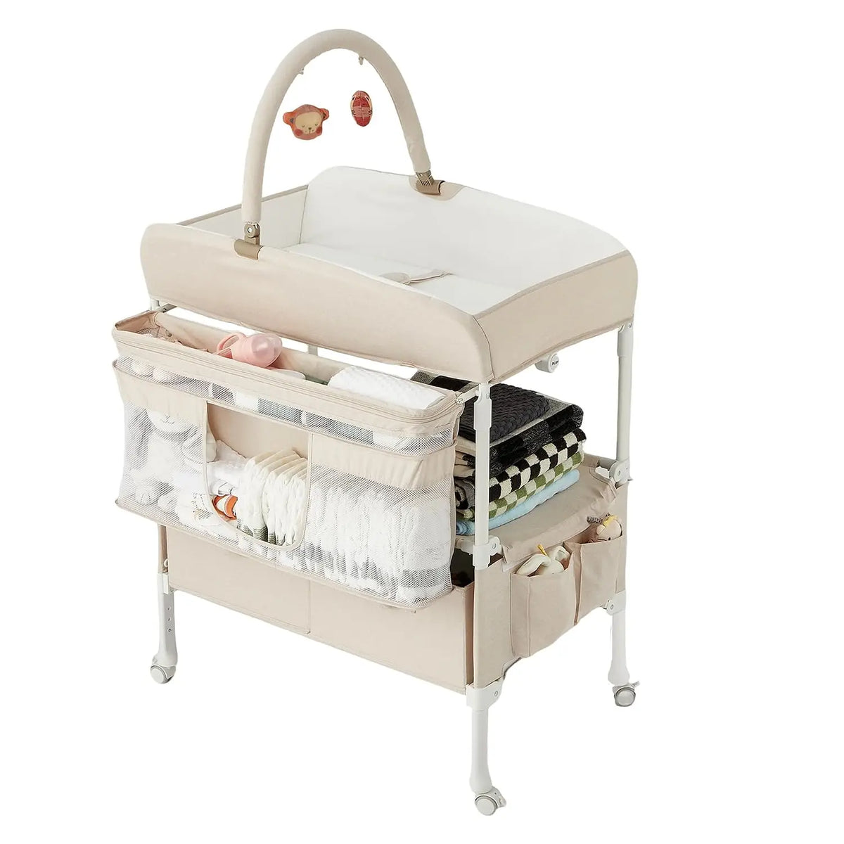 Portable Baby Changing Table With Wheels And Storage Drawers