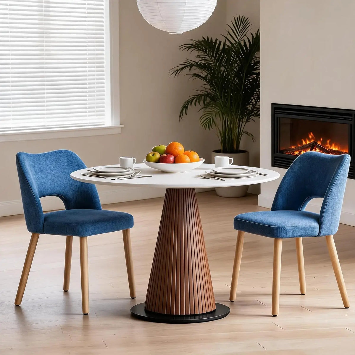HiMISS Upholstered Dining Chairs With Butterfly Back And Wood Legs