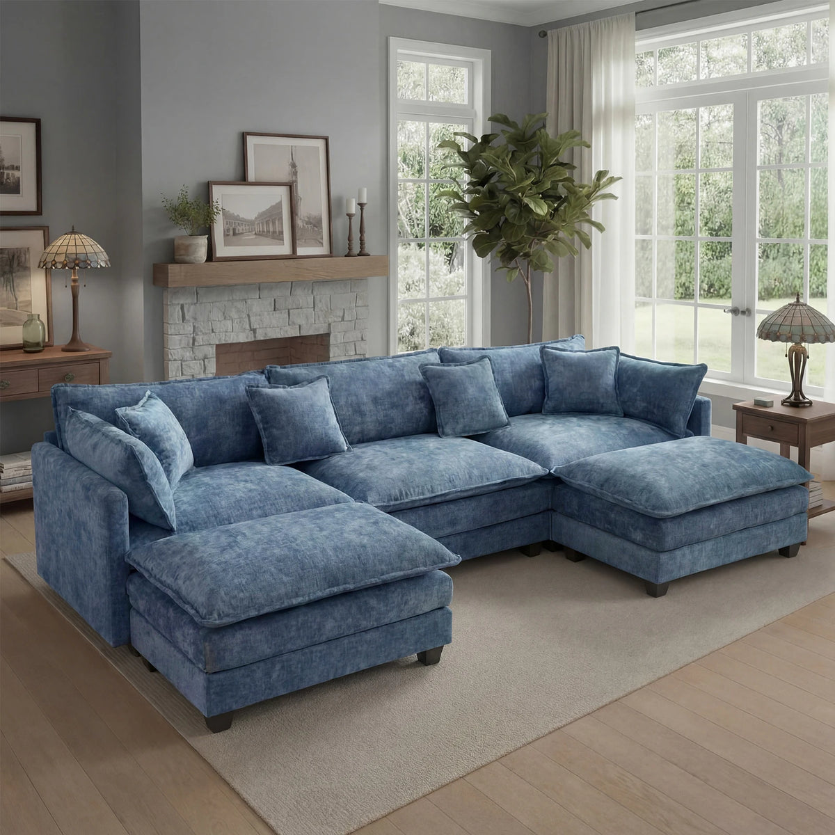Redlife Modular Sectional Sofa With Ottoman And Deep Seat Comfort