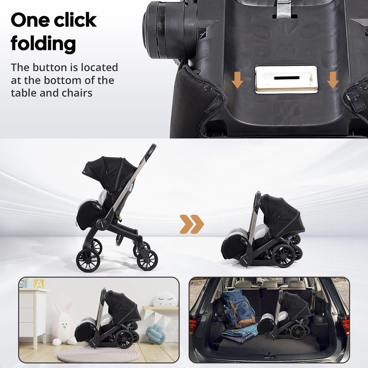 Cochildor Foldable Four Wheel Stroller With Comfortable Fabric Seat