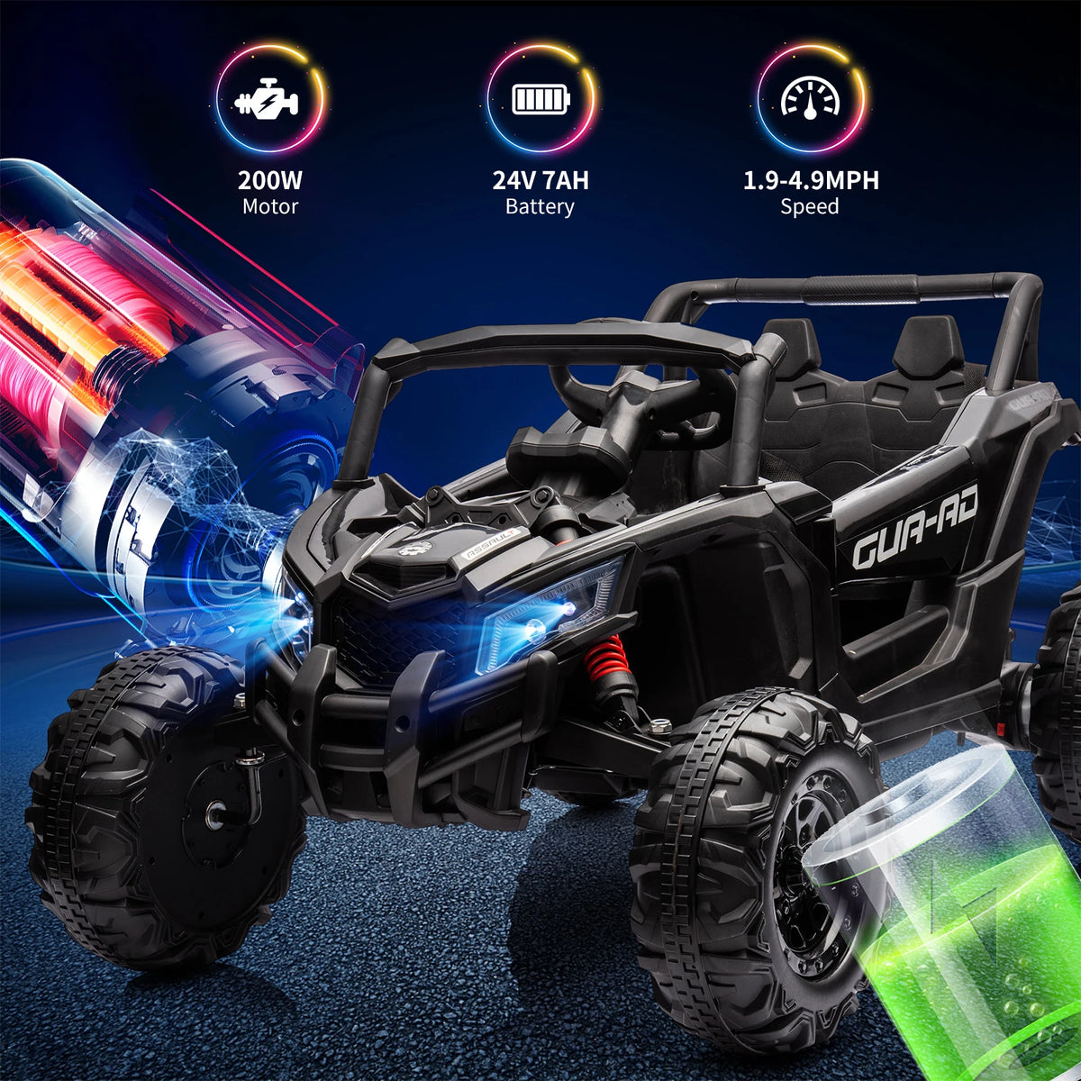 HiMISS Kids Ride On UTV With Remote And Dual Motors