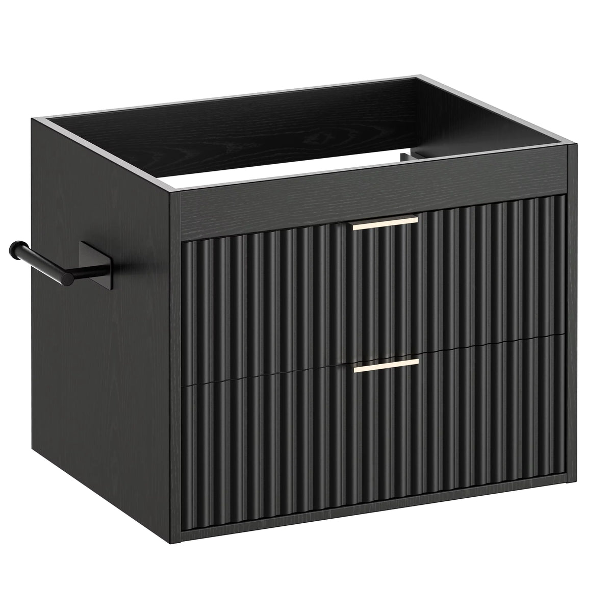 24' Floating Bathroom Vanity with Sink, Modern Wall Mounted Cabinet, 2 Drawers with Black Handles, for Bathroom/Laundry Room, White/Black