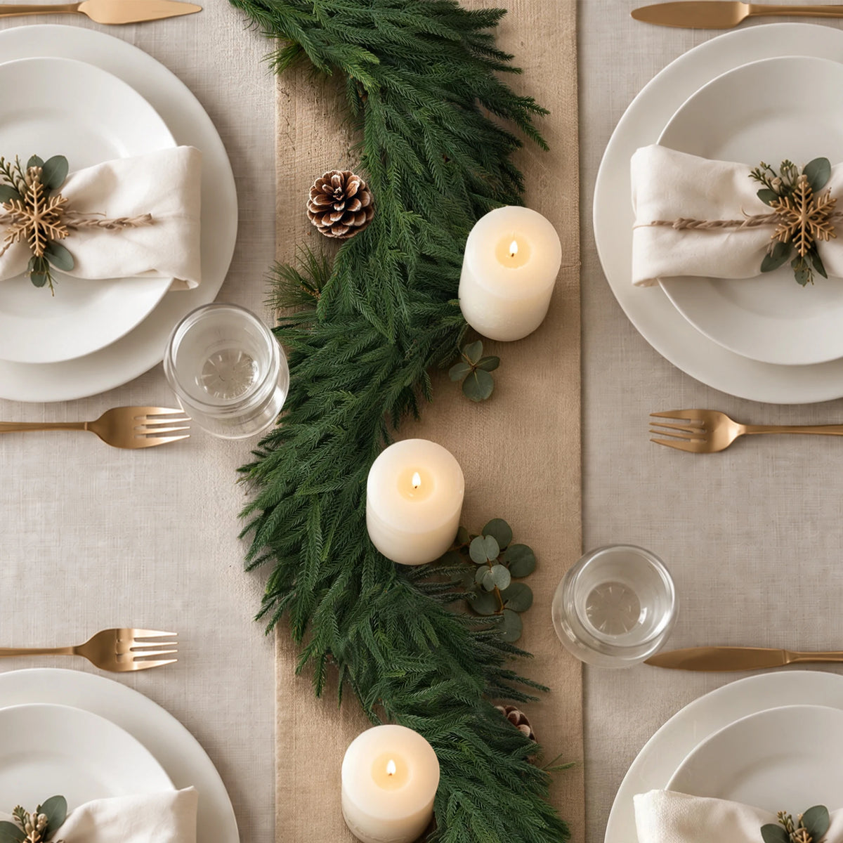 6/9/12FT Christmas Norfolk Pine Garland Real Touch Artificial Greenery Garlands Faux Winter Garland for Mantle Fireplace Table Stair Front Door Indoor Outdoor Holiday Xmas Decorations