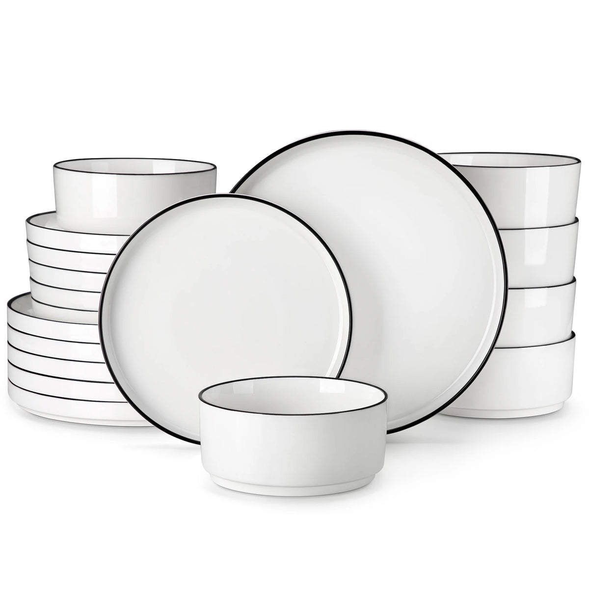 MALACASA Ceramic Dinnerware Set with Plates Bowls and Soup Dishes