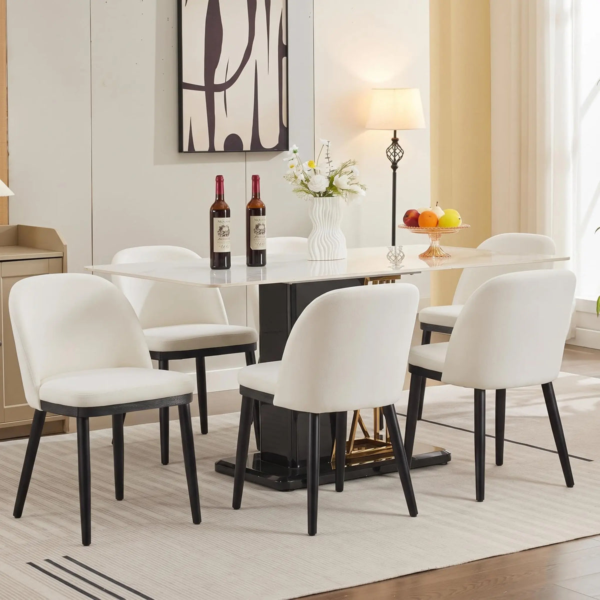 Upholstered Wooden Dining Chairs With Padded Seats And Reinforced Frame