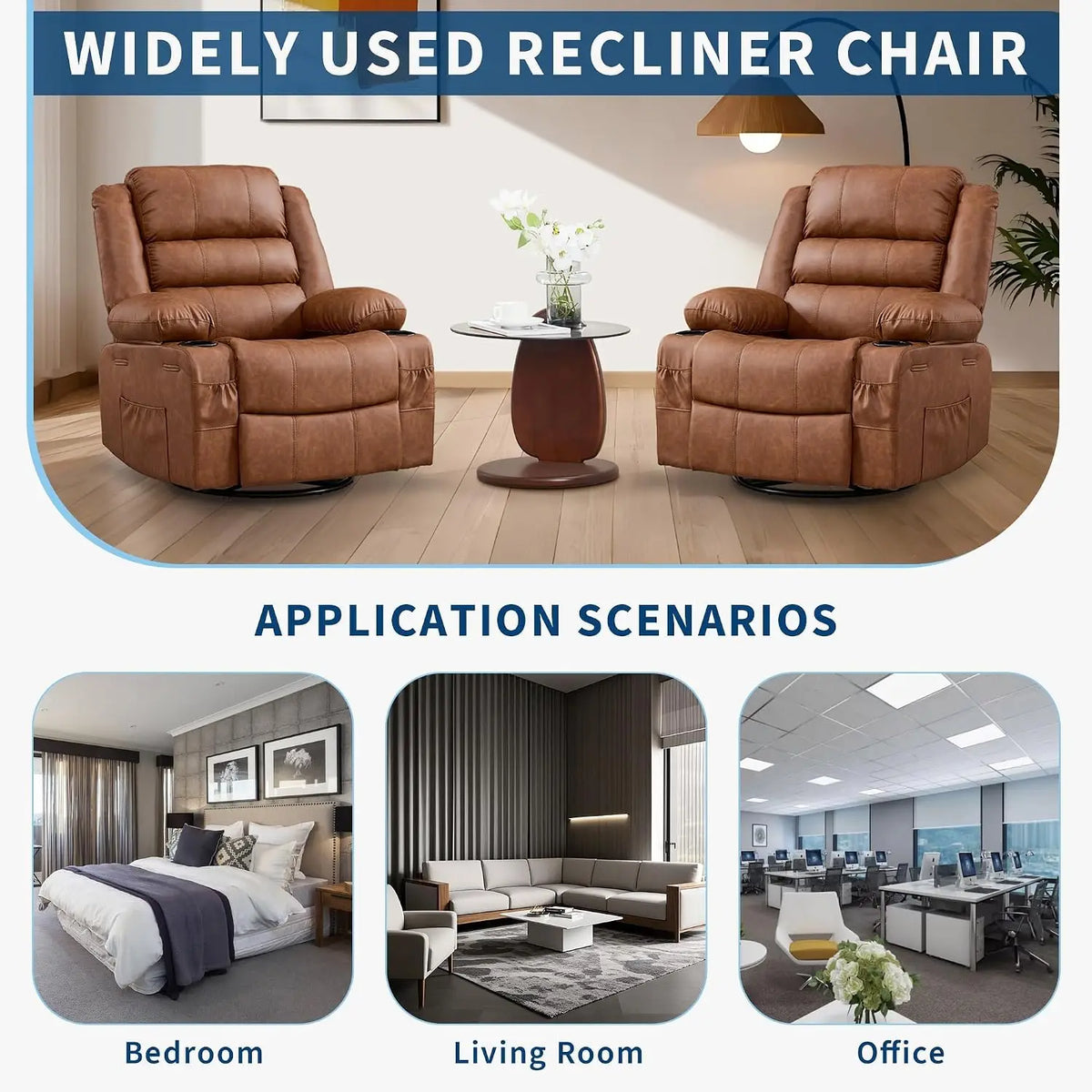 TWISTER.CK 360 Degree Swivel Rocker Recliner Lounge Chair with Comfort