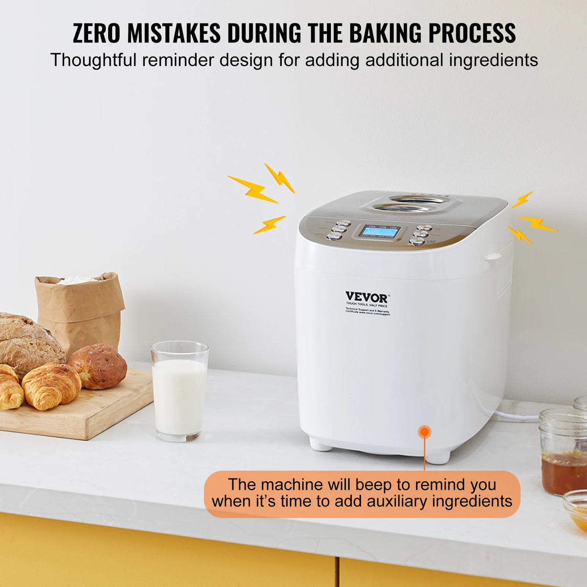SucceBuy 15-in-1 Automatic Bread Maker With Ceramic Nonstick Pan