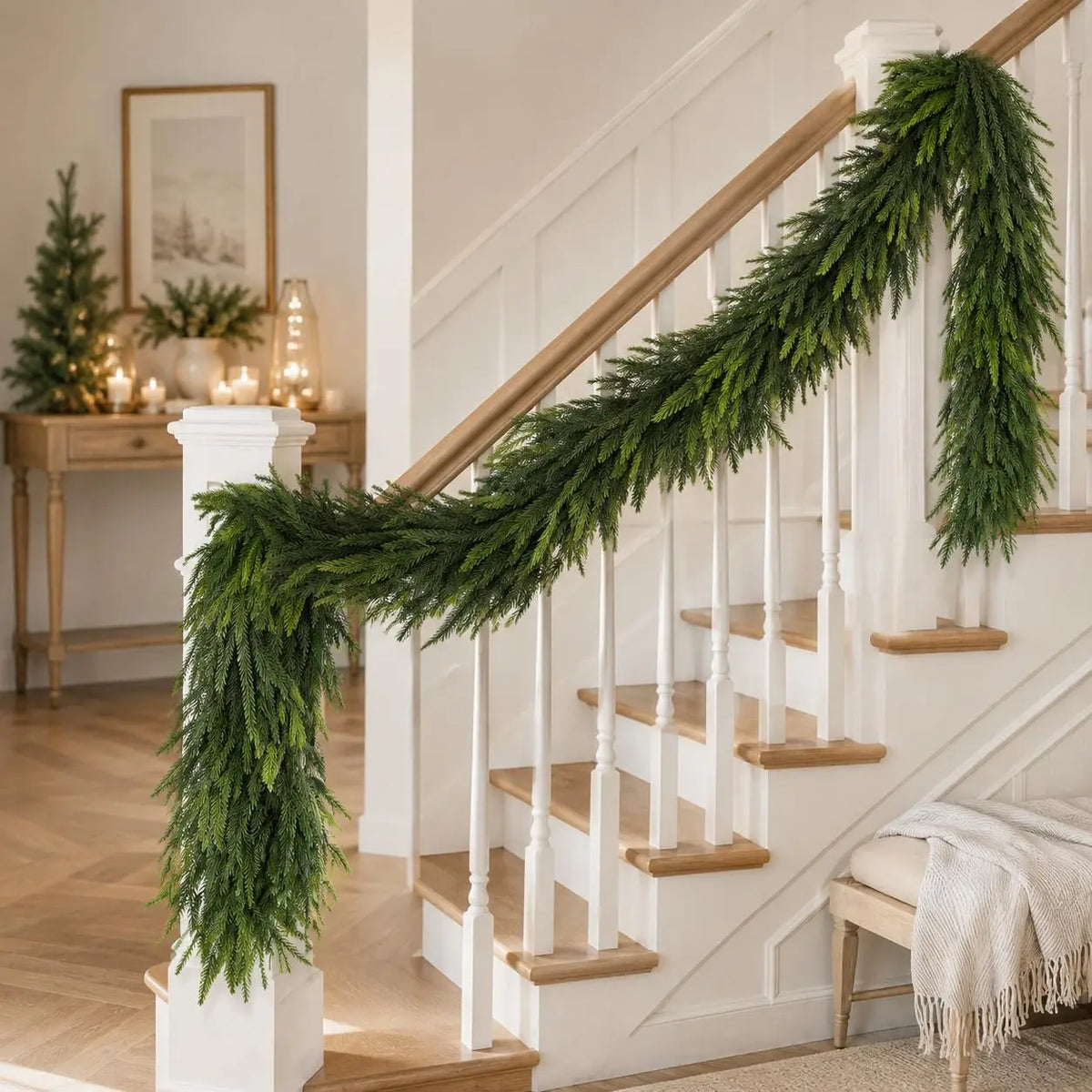 6ft 9ft Artificial Cedar Christmas Garland, Realistic Bendable Greenery For Mantel Stair Railing Doorway Wall Holiday Decor Home